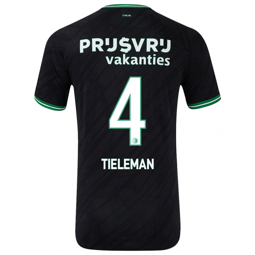 Bambino Maglia Jerry Tieleman #4 Nero Verde Kit Gara Away 2024/25 Maglietta