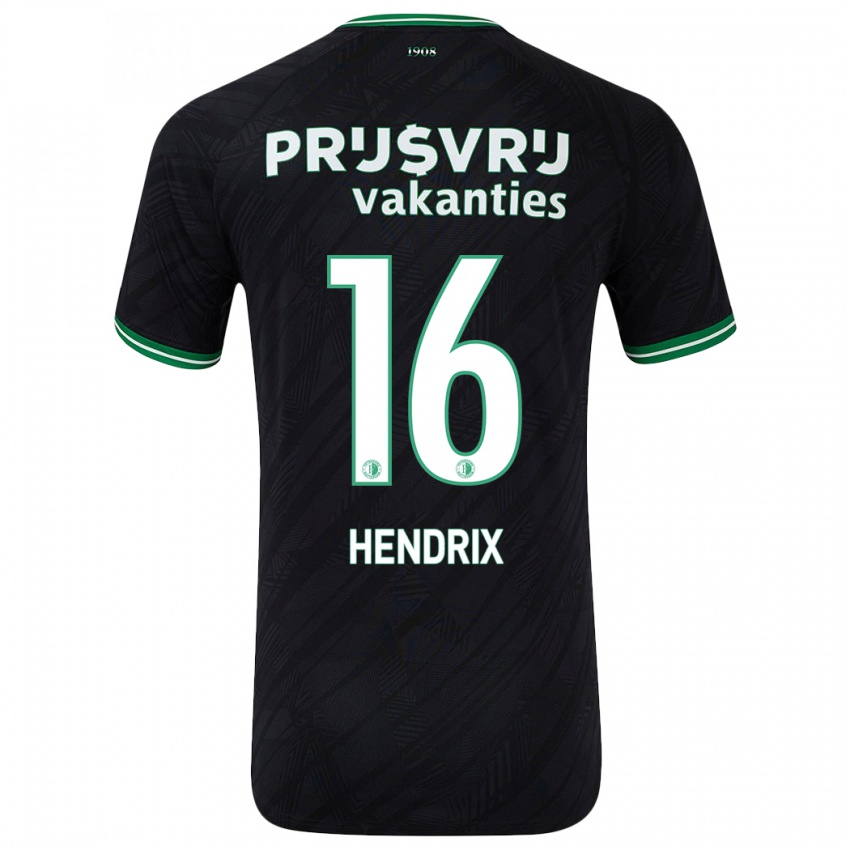 Bambino Maglia Jorrit Hendrix #16 Nero Verde Kit Gara Away 2024/25 Maglietta