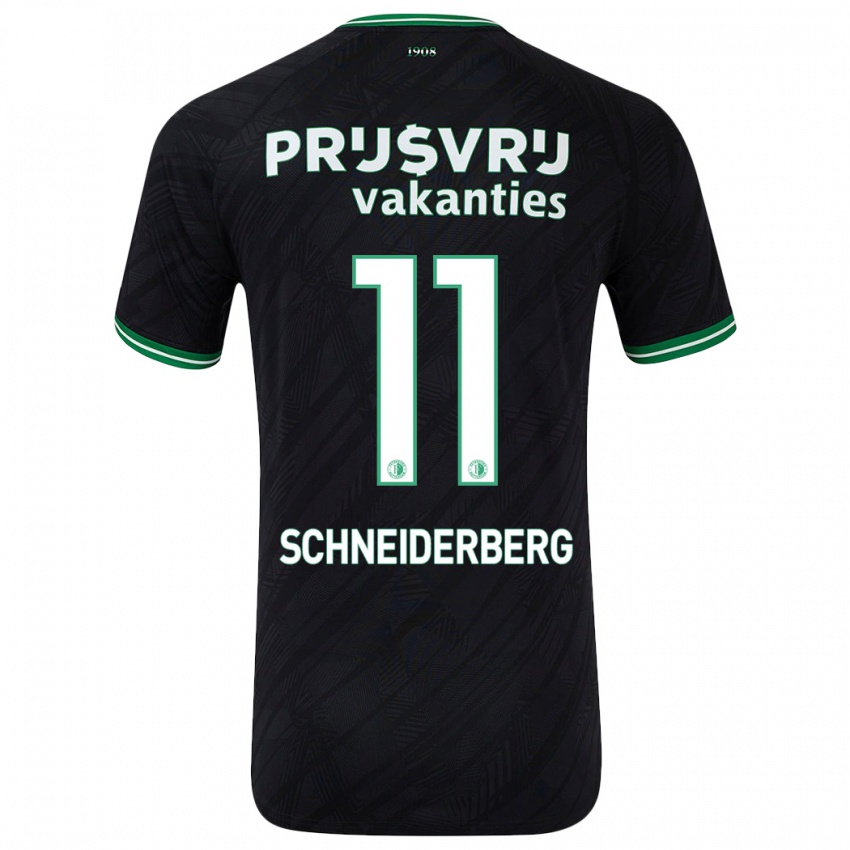 Bambino Maglia July Schneiderberg #11 Nero Verde Kit Gara Away 2024/25 Maglietta