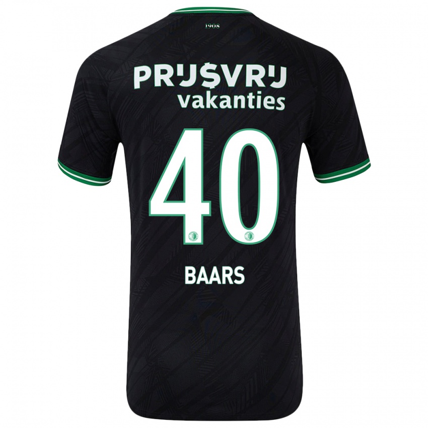 Bambino Maglia Guus Baars #40 Nero Verde Kit Gara Away 2024/25 Maglietta