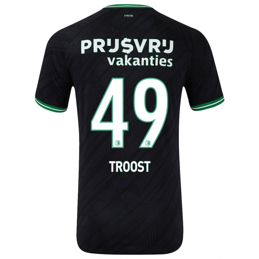 Bambino Maglia Tein Troost #49 Nero Verde Kit Gara Away 2024/25 Maglietta