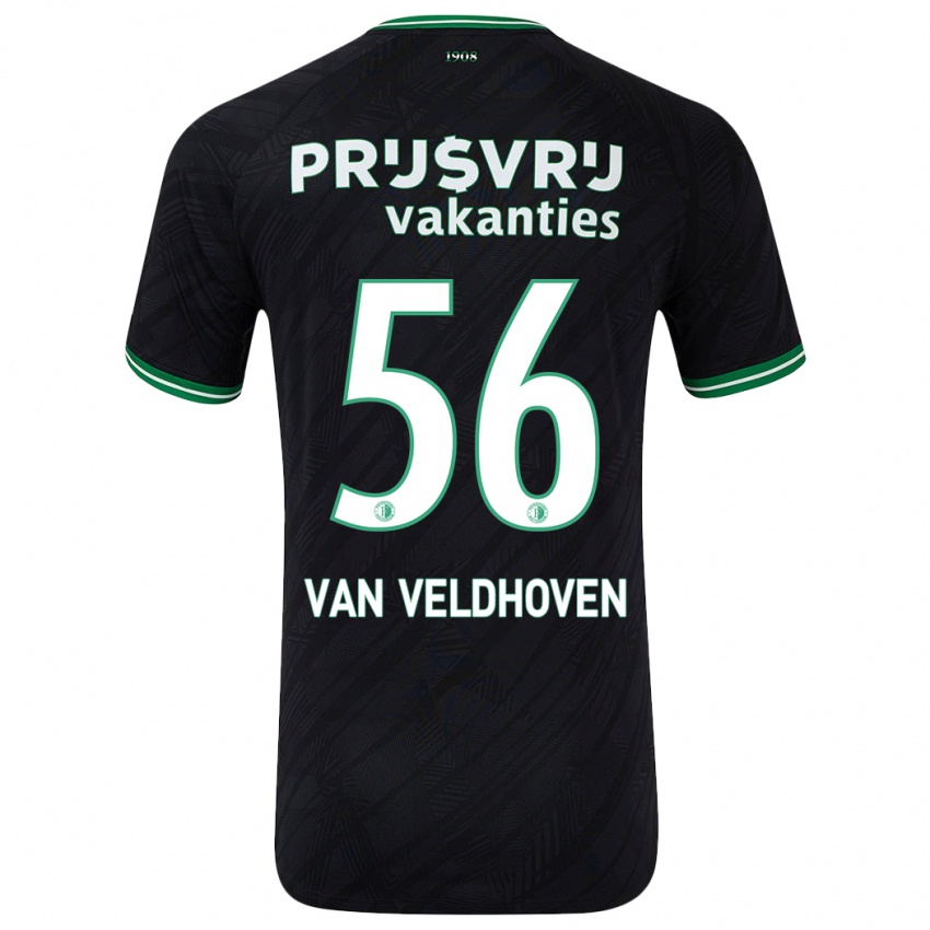 Bambino Maglia Kars Van Veldhoven #56 Nero Verde Kit Gara Away 2024/25 Maglietta