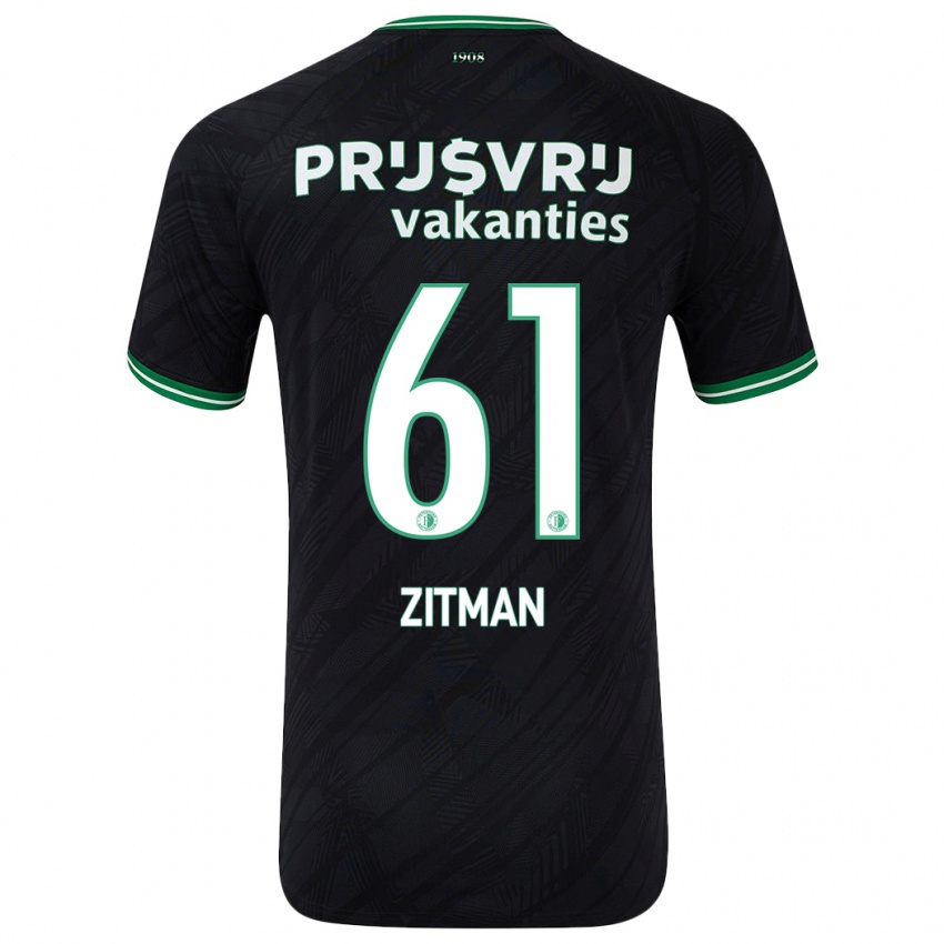 Bambino Maglia Sven Zitman #61 Nero Verde Kit Gara Away 2024/25 Maglietta