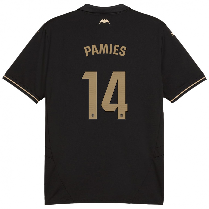 Bambino Maglia Javi Pamies #14 Nero Kit Gara Away 2024/25 Maglietta