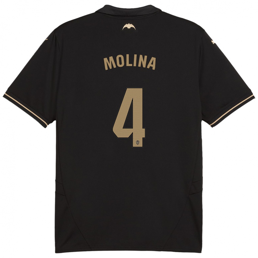 Bambino Maglia María Molina #4 Nero Kit Gara Away 2024/25 Maglietta