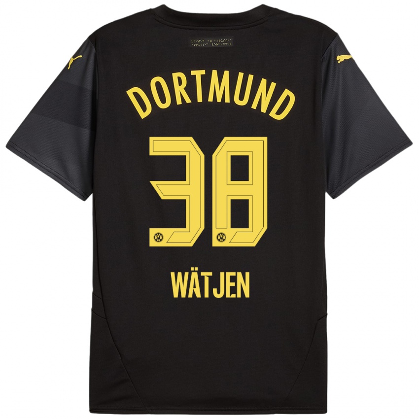 Bambino Maglia Kjell Wätjen #38 Nero Giallo Kit Gara Away 2024/25 Maglietta