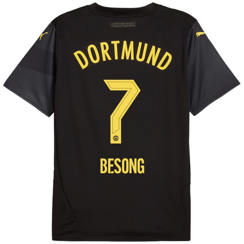 Bambino Maglia Paul-Philipp Besong #7 Nero Giallo Kit Gara Away 2024/25 Maglietta