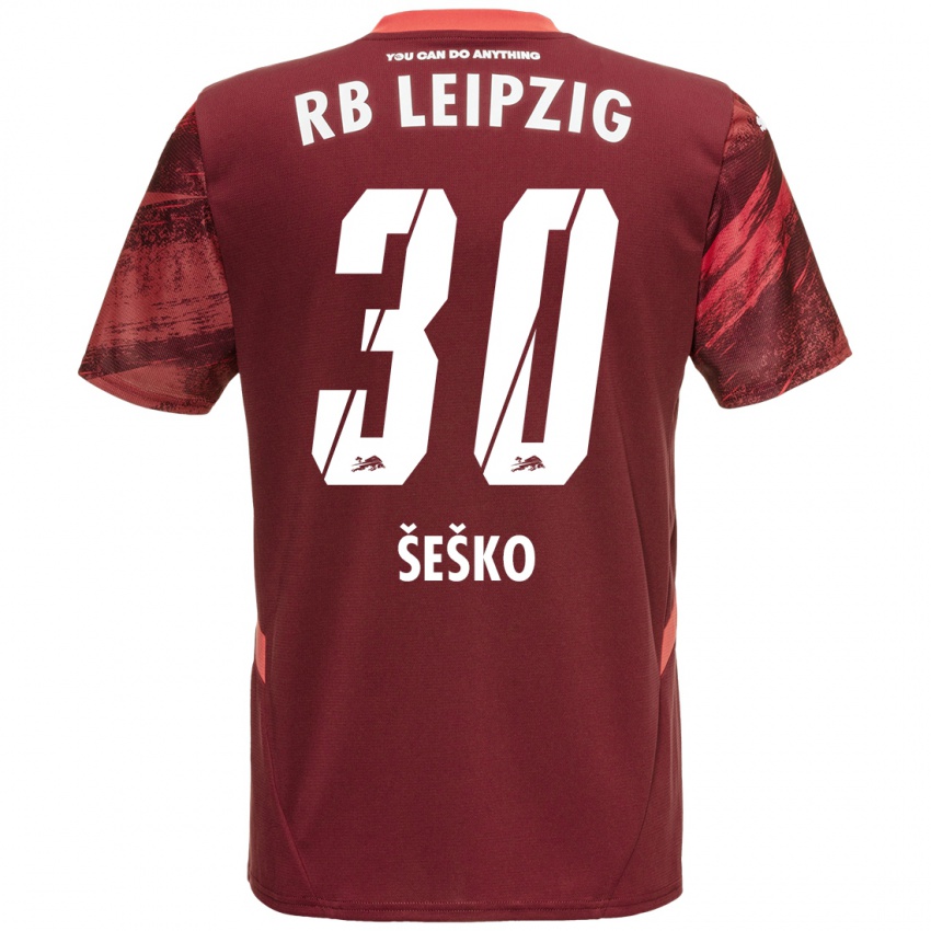 Bambino Maglia Benjamin Sesko #30 Borgogna Kit Gara Away 2024/25 Maglietta