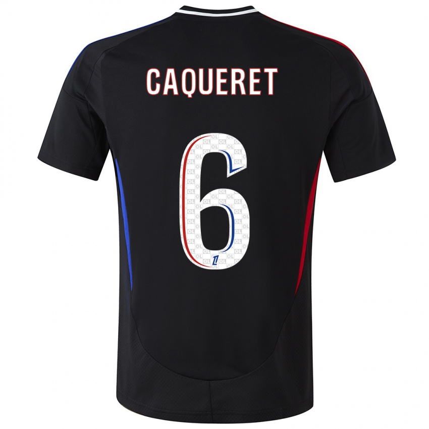 Bambino Maglia Maxence Caqueret #6 Nero Kit Gara Away 2024/25 Maglietta