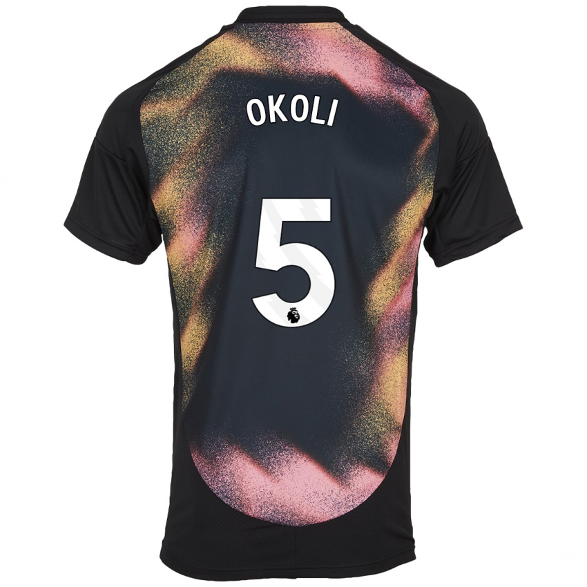 Bambino Maglia Caleb Okoli #5 Nero Bianco Kit Gara Away 2024/25 Maglietta