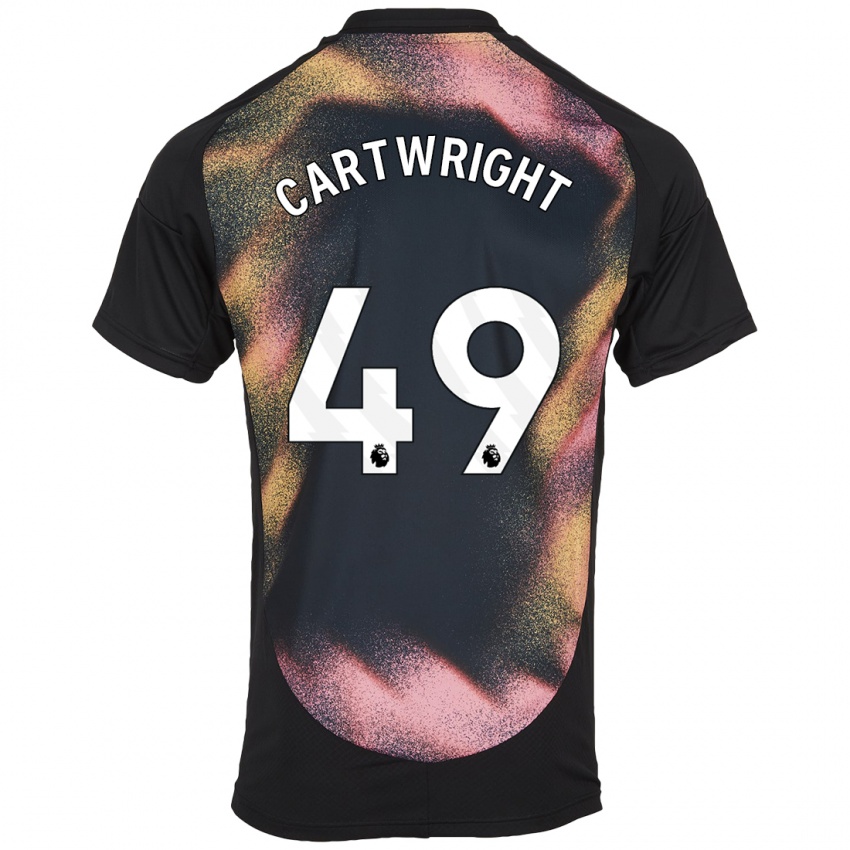 Bambino Maglia Henry Cartwright #49 Nero Bianco Kit Gara Away 2024/25 Maglietta