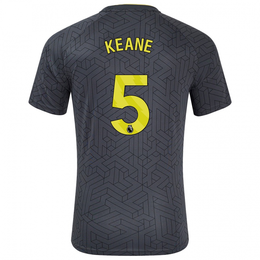 Bambino Maglia Michael Keane #5 Nero Giallo Kit Gara Away 2024/25 Maglietta