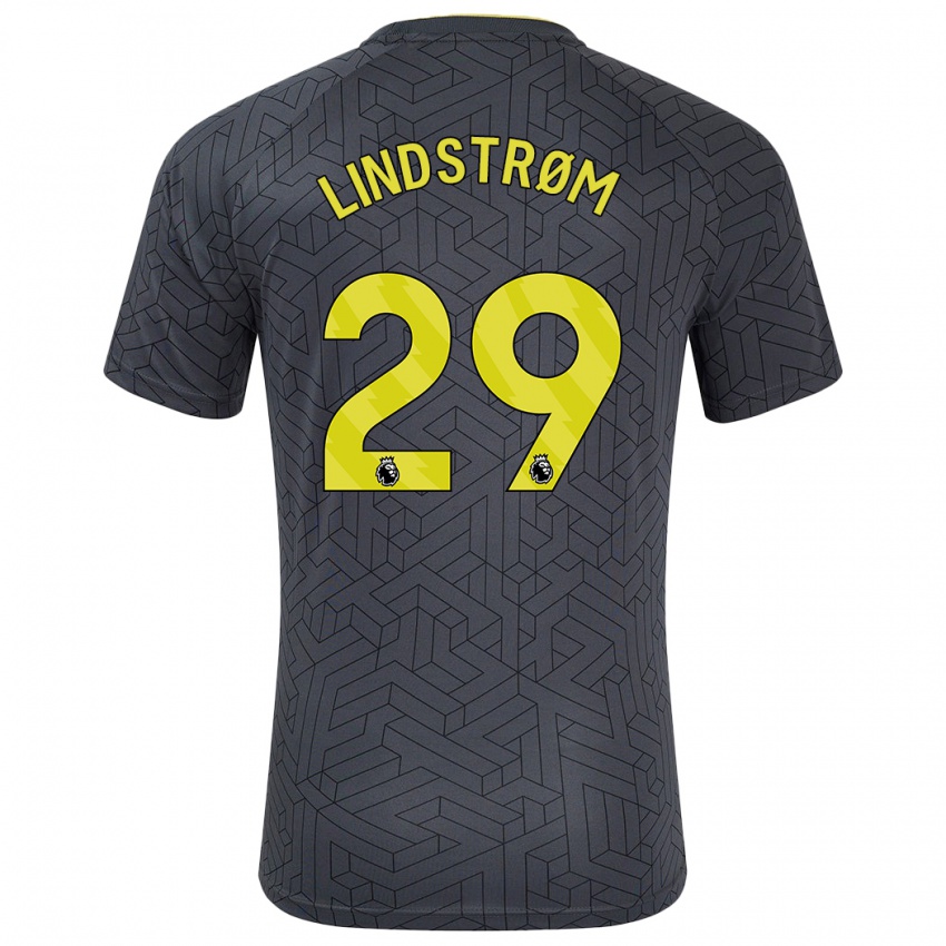 Bambino Maglia Jesper Lindstrøm #29 Nero Giallo Kit Gara Away 2024/25 Maglietta