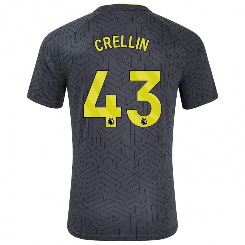 Bambino Maglia Billy Crellin #43 Nero Giallo Kit Gara Away 2024/25 Maglietta