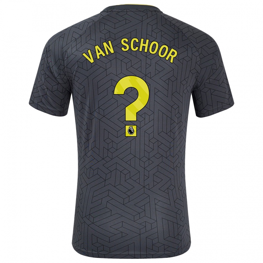 Bambino Maglia Joshua Van Schoor #0 Nero Giallo Kit Gara Away 2024/25 Maglietta