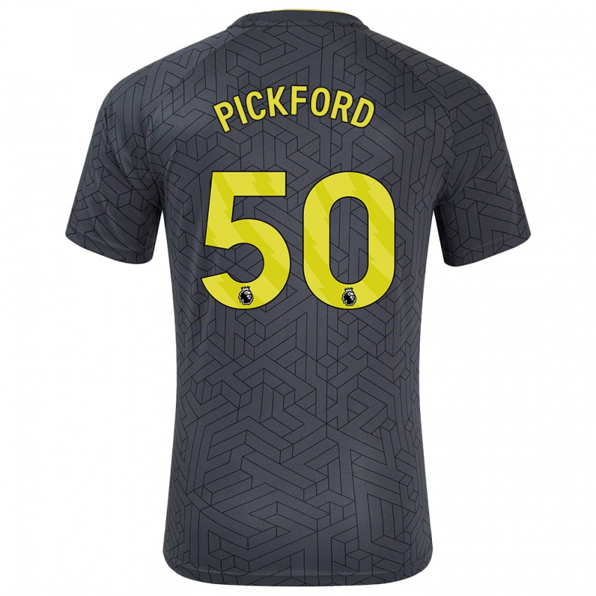 Bambino Maglia George Pickford #50 Nero Giallo Kit Gara Away 2024/25 Maglietta