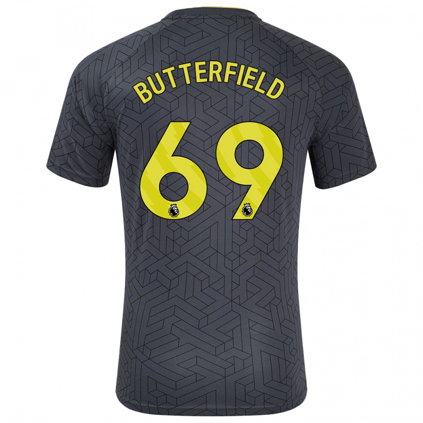 Bambino Maglia Luke Butterfield #69 Nero Giallo Kit Gara Away 2024/25 Maglietta