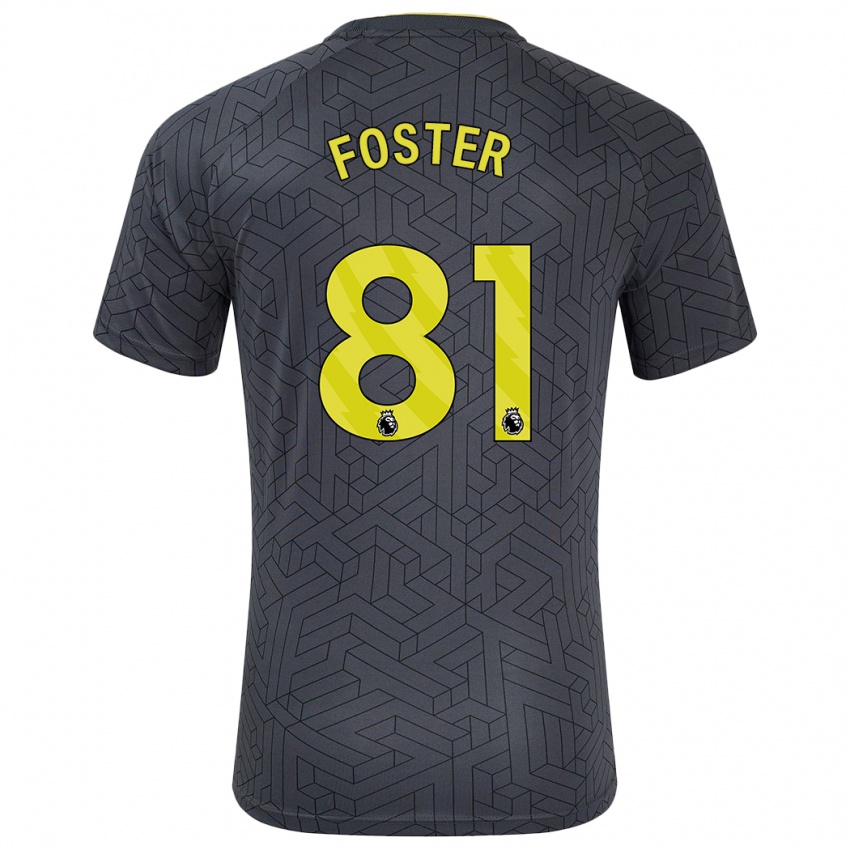 Bambino Maglia Harvey Foster #81 Nero Giallo Kit Gara Away 2024/25 Maglietta