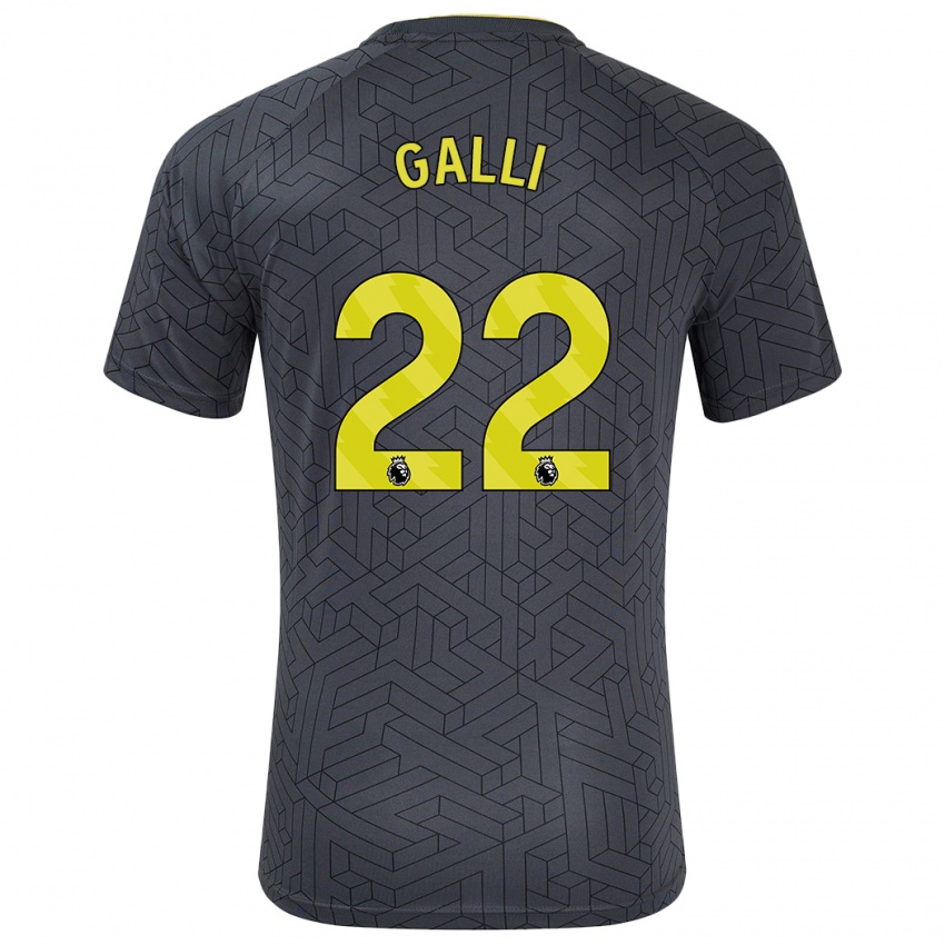 Bambino Maglia Aurora Galli #22 Nero Giallo Kit Gara Away 2024/25 Maglietta