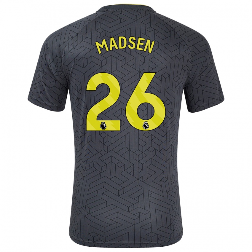 Bambino Maglia Rikke Madsen #26 Nero Giallo Kit Gara Away 2024/25 Maglietta