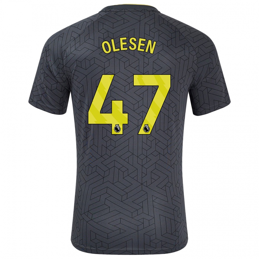 Bambino Maglia Karoline Olesen #47 Nero Giallo Kit Gara Away 2024/25 Maglietta