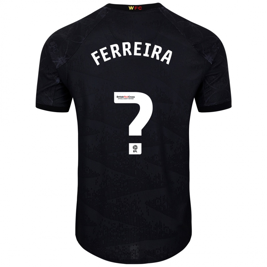 Bambino Maglia João Ferreira #0 Nero Bianco Kit Gara Away 2024/25 Maglietta