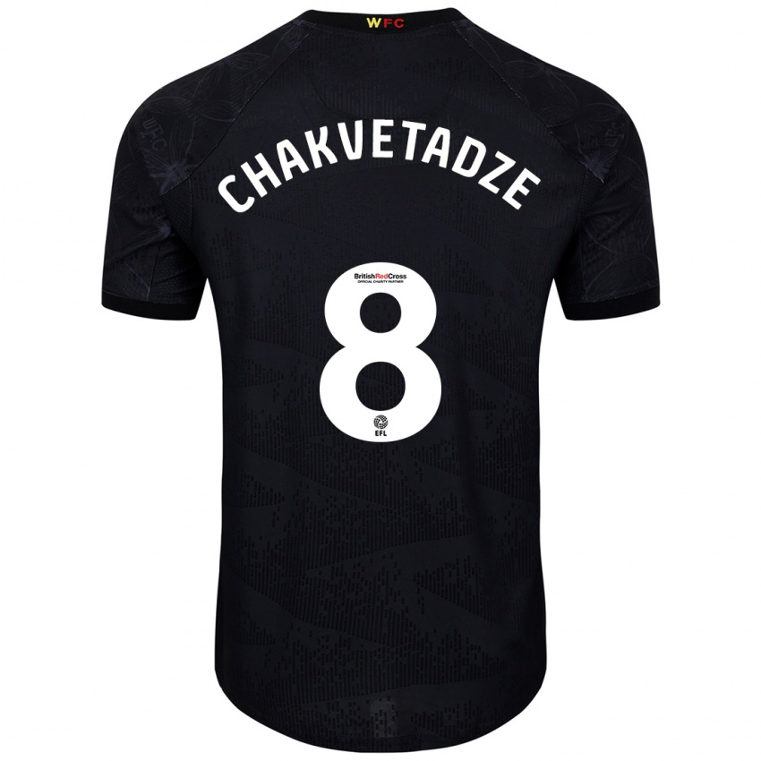 Bambino Maglia Giorgi Chakvetadze #8 Nero Bianco Kit Gara Away 2024/25 Maglietta