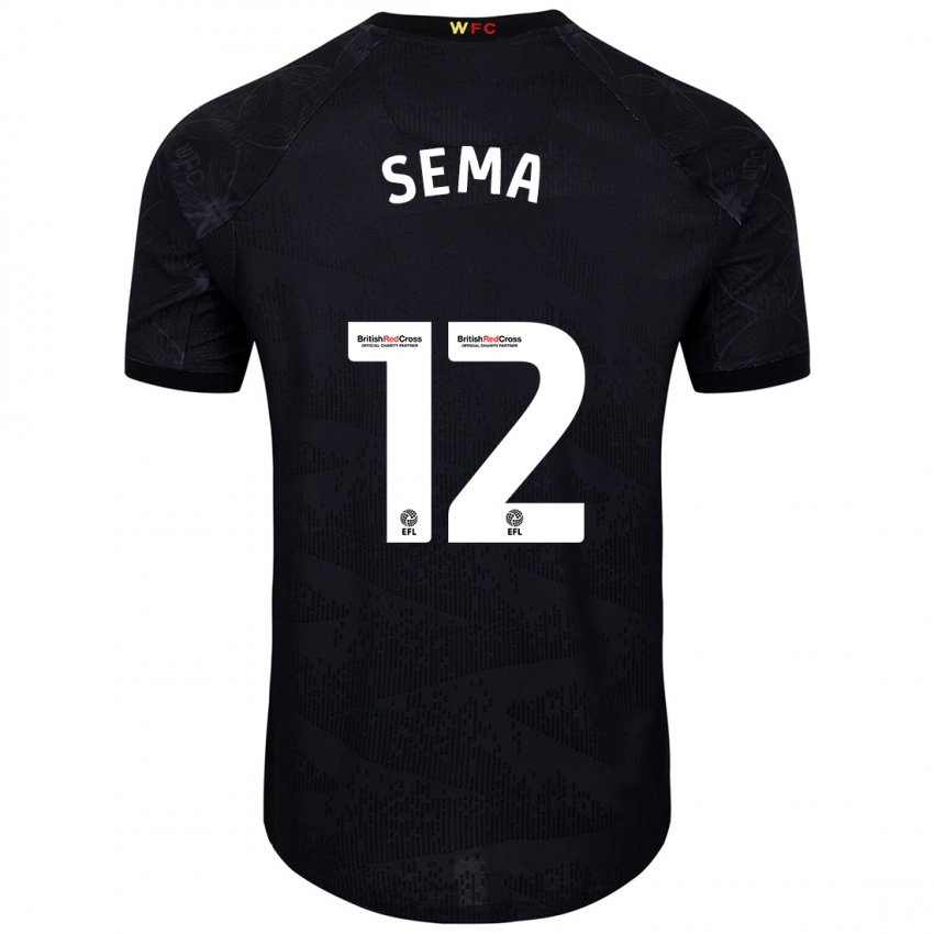 Bambino Maglia Ken Sema #12 Nero Bianco Kit Gara Away 2024/25 Maglietta