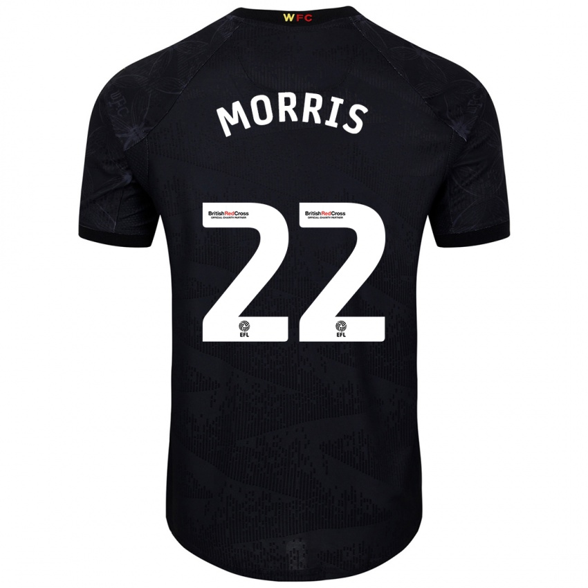 Bambino Maglia James Morris #22 Nero Bianco Kit Gara Away 2024/25 Maglietta