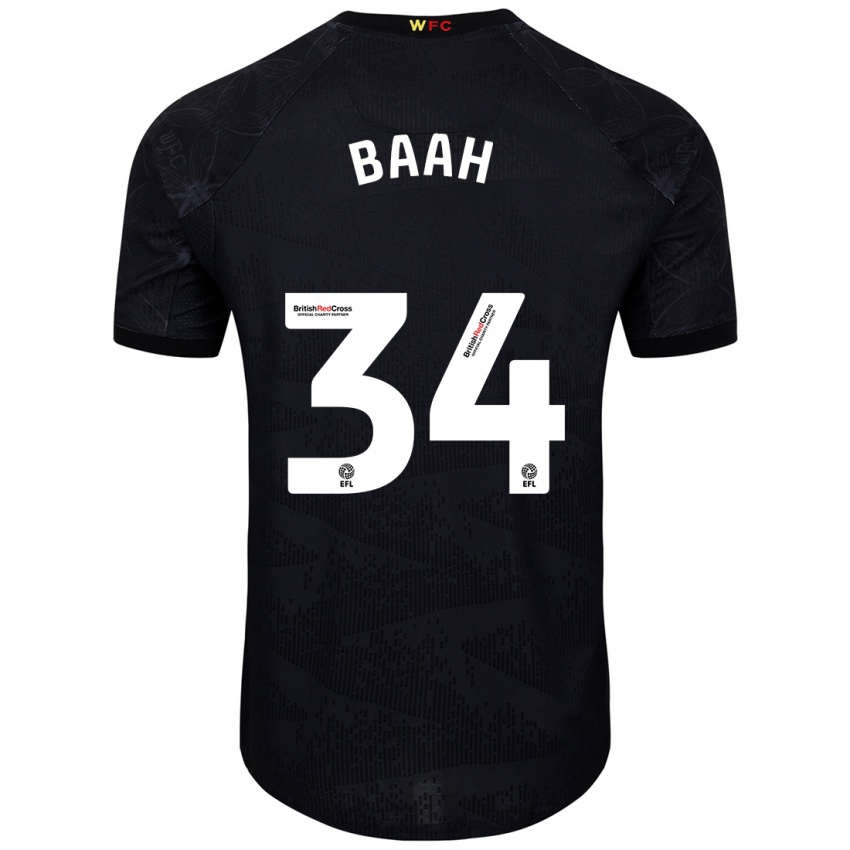 Bambino Maglia Kwadwo Baah #34 Nero Bianco Kit Gara Away 2024/25 Maglietta