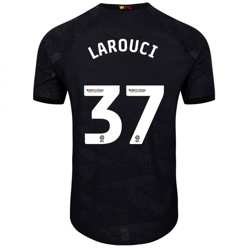 Bambino Maglia Yasser Larouci #37 Nero Bianco Kit Gara Away 2024/25 Maglietta