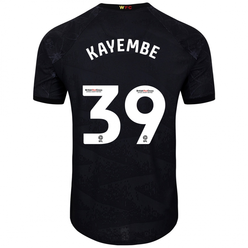 Bambino Maglia Edo Kayembe #39 Nero Bianco Kit Gara Away 2024/25 Maglietta