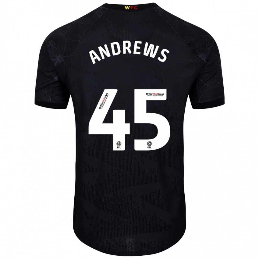 Bambino Maglia Ryan Andrews #45 Nero Bianco Kit Gara Away 2024/25 Maglietta