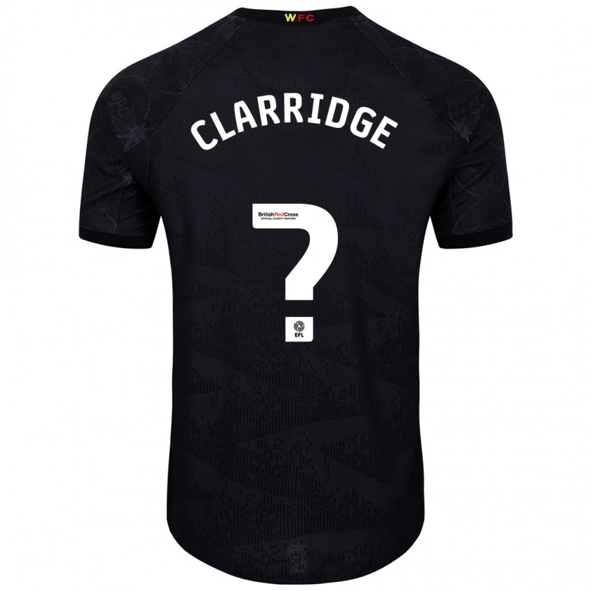 Bambino Maglia James Clarridge #0 Nero Bianco Kit Gara Away 2024/25 Maglietta