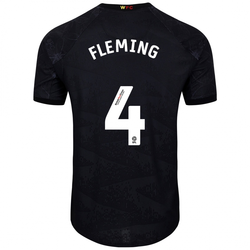 Bambino Maglia Charlotte Fleming #4 Nero Bianco Kit Gara Away 2024/25 Maglietta