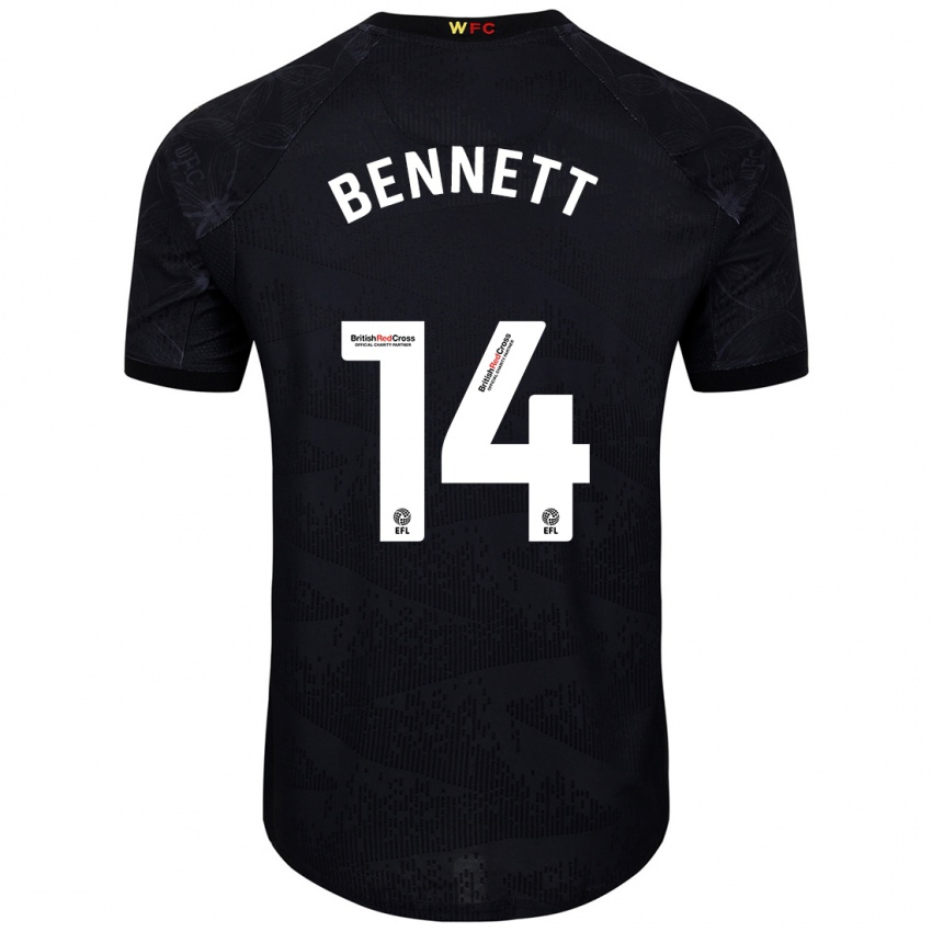 Bambino Maglia Harley Bennett #14 Nero Bianco Kit Gara Away 2024/25 Maglietta