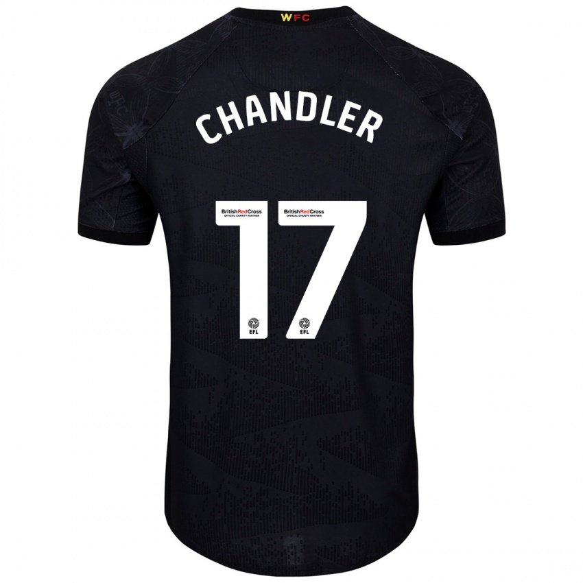 Bambino Maglia Megan Chandler #17 Nero Bianco Kit Gara Away 2024/25 Maglietta