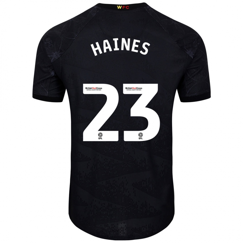 Bambino Maglia Coral-Jade Haines #23 Nero Bianco Kit Gara Away 2024/25 Maglietta