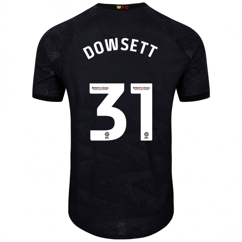 Bambino Maglia Rebekah Dowsett #31 Nero Bianco Kit Gara Away 2024/25 Maglietta