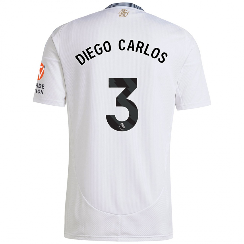 Bambino Maglia Diego Carlos #3 Bianco Kit Gara Away 2024/25 Maglietta