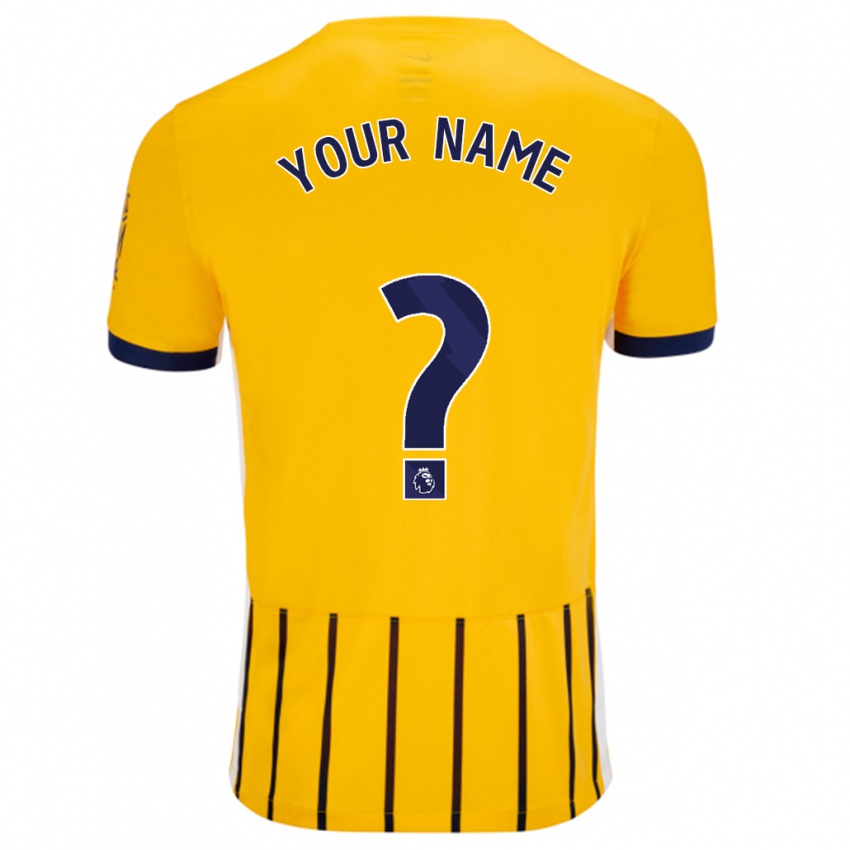 Bambino Maglia Il Tuo Nome #0 Oro Blu A Righe Sottili Kit Gara Away 2024/25 Maglietta