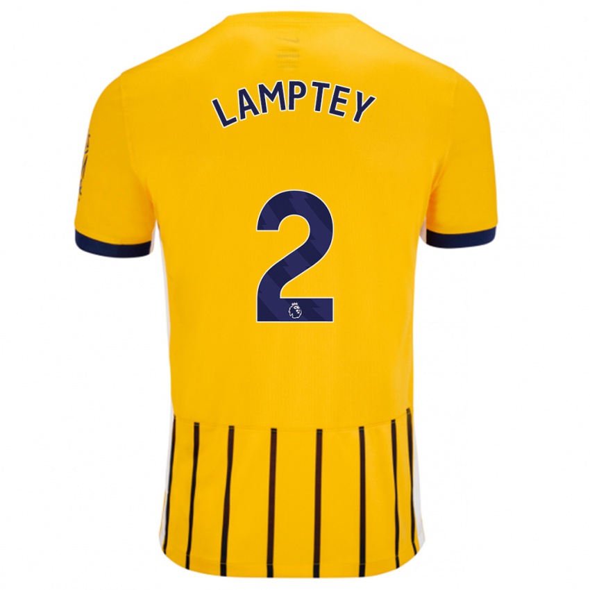 Bambino Maglia Tariq Lamptey #2 Oro Blu A Righe Sottili Kit Gara Away 2024/25 Maglietta