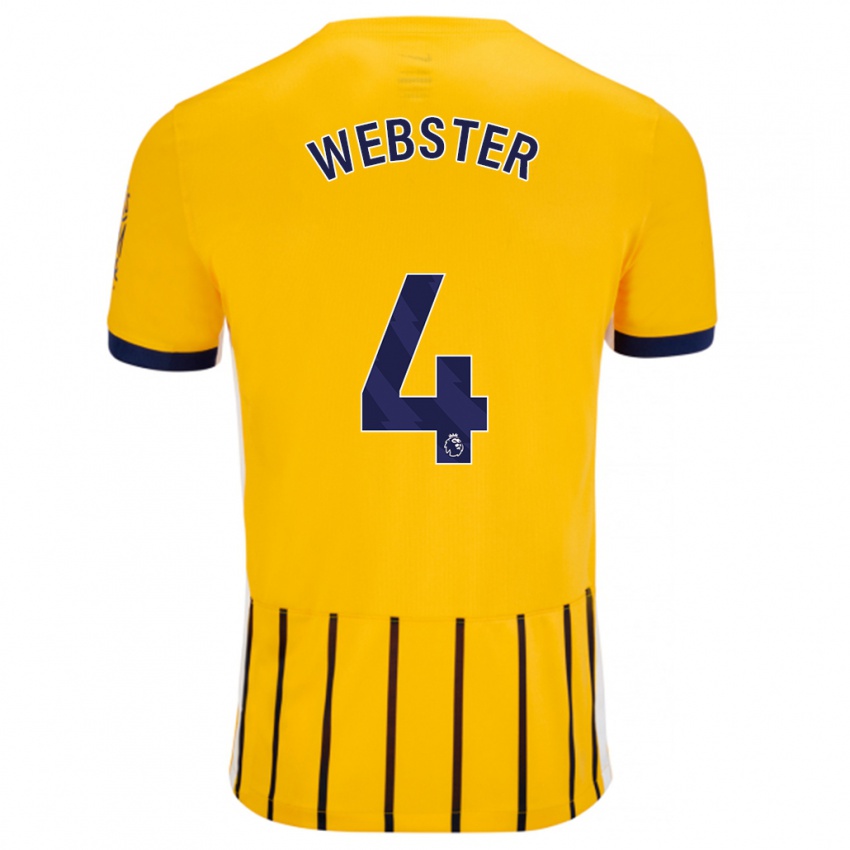 Bambino Maglia Adam Webster #4 Oro Blu A Righe Sottili Kit Gara Away 2024/25 Maglietta