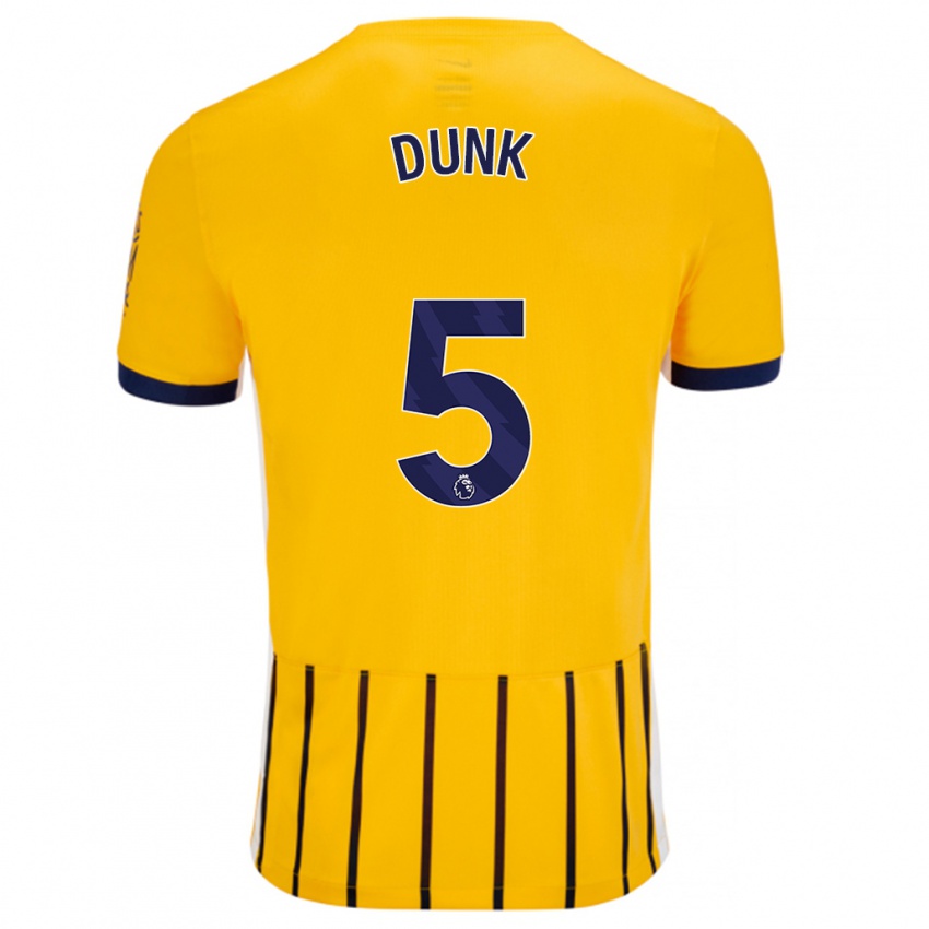 Bambino Maglia Lewis Dunk #5 Oro Blu A Righe Sottili Kit Gara Away 2024/25 Maglietta