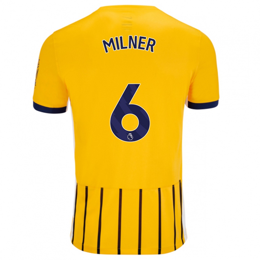 Bambino Maglia James Milner #6 Oro Blu A Righe Sottili Kit Gara Away 2024/25 Maglietta