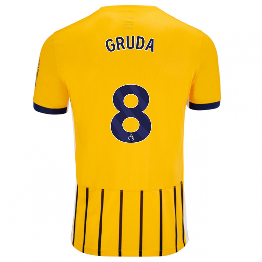 Bambino Maglia Brajan Gruda #8 Oro Blu A Righe Sottili Kit Gara Away 2024/25 Maglietta