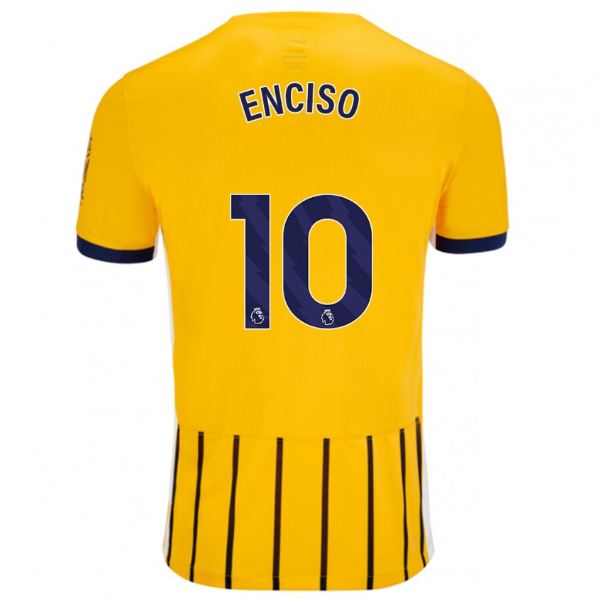 Bambino Maglia Julio Enciso #10 Oro Blu A Righe Sottili Kit Gara Away 2024/25 Maglietta