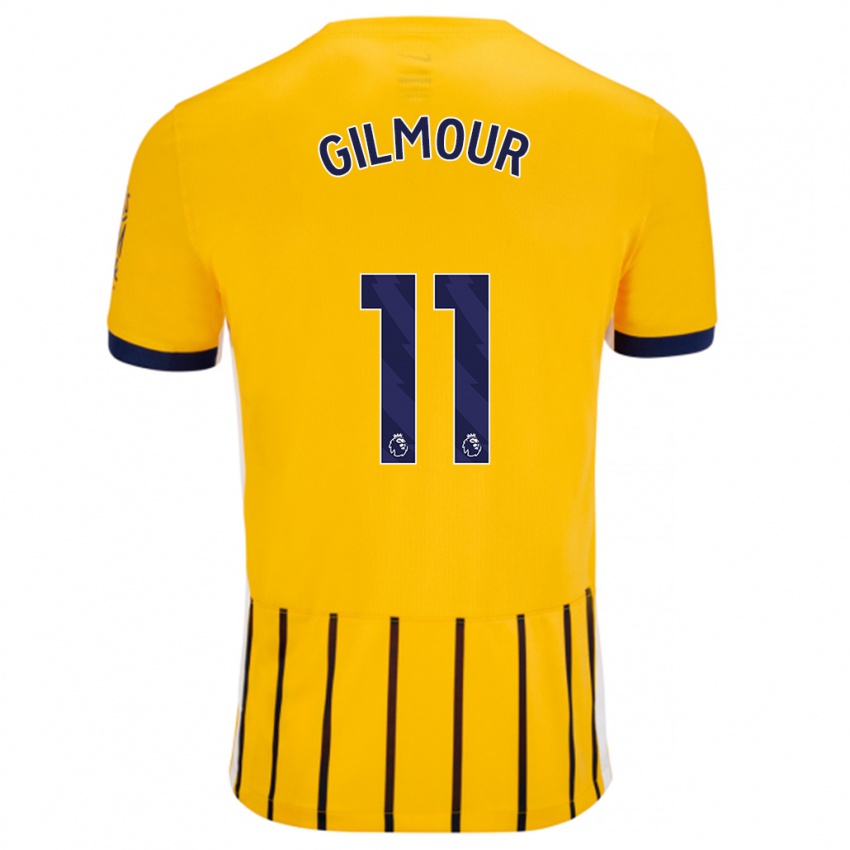 Bambino Maglia Billy Gilmour #11 Oro Blu A Righe Sottili Kit Gara Away 2024/25 Maglietta