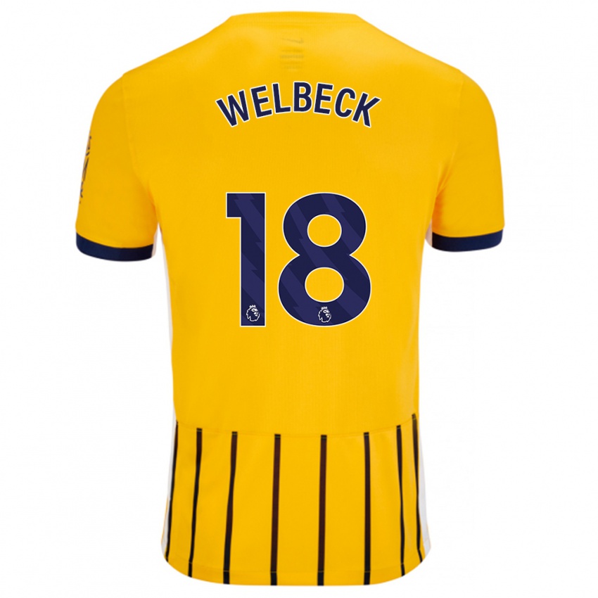 Bambino Maglia Danny Welbeck #18 Oro Blu A Righe Sottili Kit Gara Away 2024/25 Maglietta