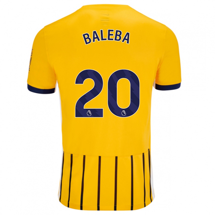 Bambino Maglia Carlos Baleba #20 Oro Blu A Righe Sottili Kit Gara Away 2024/25 Maglietta